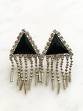 Vintage Retro Betty Silver Crystal Clip on Earrings