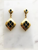 Vintage Navy Blue Enamel Earrings