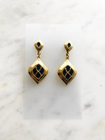 Vintage Navy Blue Enamel Earrings