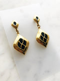 Vintage Navy Blue Enamel Earrings