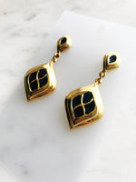 Vintage Navy Blue Enamel Earrings