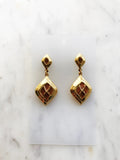 Vintage Golden Enamel Earrings