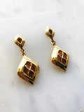 Vintage Golden Enamel Earrings