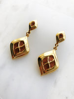 Vintage Golden Enamel Earrings