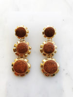 Vintage Retro Golden Enamel Earrings