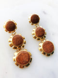 Vintage Retro Golden Enamel Earrings