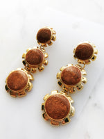 Vintage Retro Golden Enamel Earrings