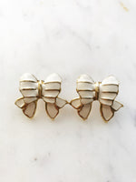 Enamel White Bow Earrings