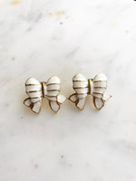 Enamel White Bow Earrings