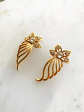 Vintage Retro Crystal Flower Earrings