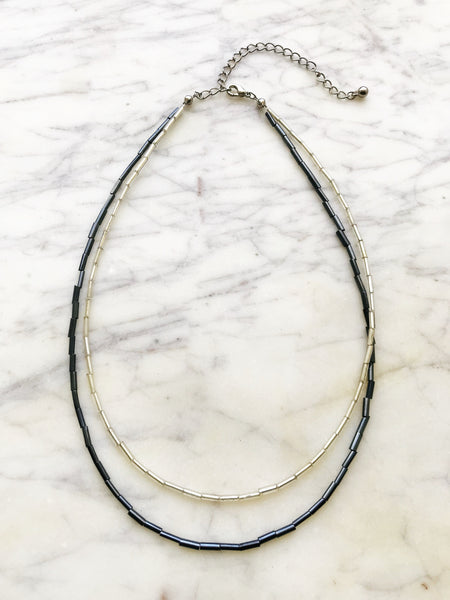 Vintage Tubular Glass Bead Necklace