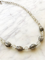 Tribal Vintage Glass and Tibetan Silver Beaded Necklace