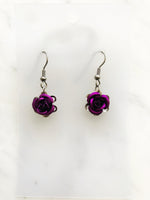 Vintage Purple Rose Earrings