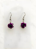 Vintage Purple Rose Earrings