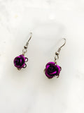 Vintage Purple Rose Earrings