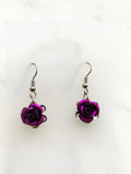 Vintage Purple Rose Earrings