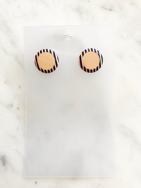 Retro Peach Stripe Earrings