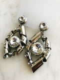 Vintage Retro Crystal Clip on Earrings