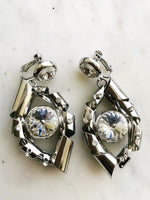 Vintage Retro Crystal Clip on Earrings