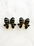 Enamel Black Bow Earrings