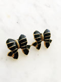 Enamel Black Bow Earrings