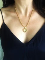 Vintage Crystal Hard Gold Plated Heart Necklace