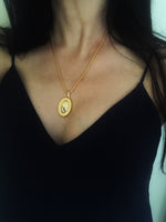 Vintage Crystal Hard Gold Plated Oval Necklace