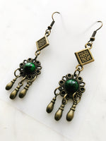 Antique Bronze Byron Green Earrings